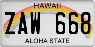HI license plate ZAW668