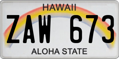 HI license plate ZAW673