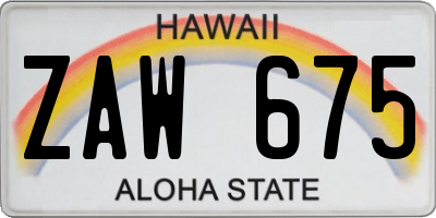 HI license plate ZAW675