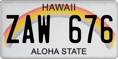 HI license plate ZAW676