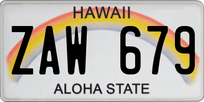 HI license plate ZAW679