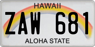 HI license plate ZAW681