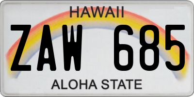 HI license plate ZAW685