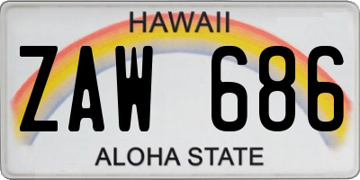 HI license plate ZAW686