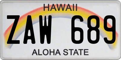 HI license plate ZAW689