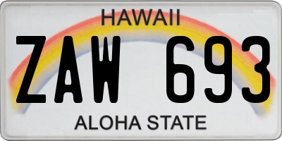 HI license plate ZAW693