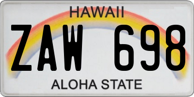 HI license plate ZAW698