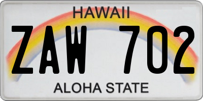 HI license plate ZAW702