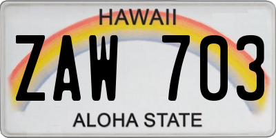 HI license plate ZAW703