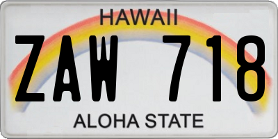 HI license plate ZAW718
