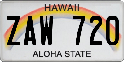 HI license plate ZAW720