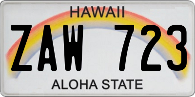 HI license plate ZAW723