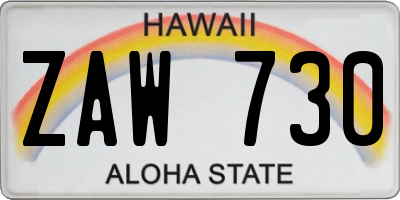 HI license plate ZAW730