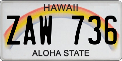 HI license plate ZAW736
