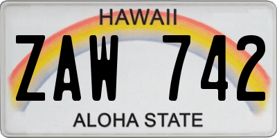HI license plate ZAW742