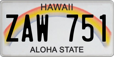 HI license plate ZAW751