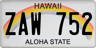 HI license plate ZAW752