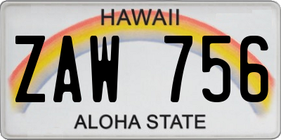 HI license plate ZAW756