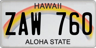 HI license plate ZAW760