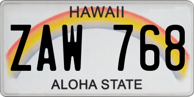 HI license plate ZAW768