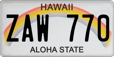 HI license plate ZAW770