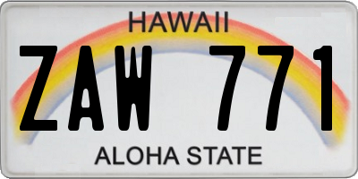HI license plate ZAW771
