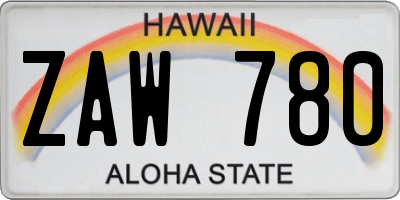 HI license plate ZAW780