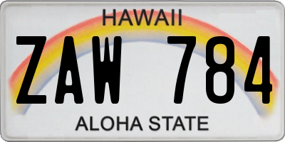 HI license plate ZAW784