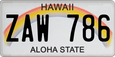 HI license plate ZAW786