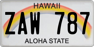 HI license plate ZAW787