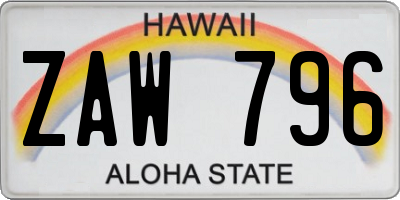 HI license plate ZAW796