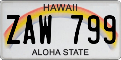 HI license plate ZAW799