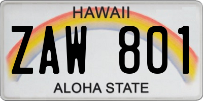 HI license plate ZAW801