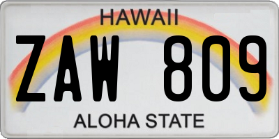 HI license plate ZAW809