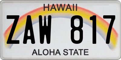 HI license plate ZAW817