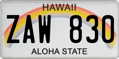 HI license plate ZAW830