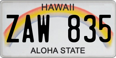 HI license plate ZAW835