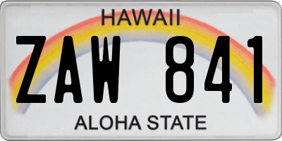 HI license plate ZAW841