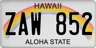 HI license plate ZAW852