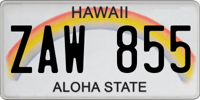 HI license plate ZAW855