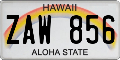 HI license plate ZAW856