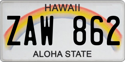 HI license plate ZAW862