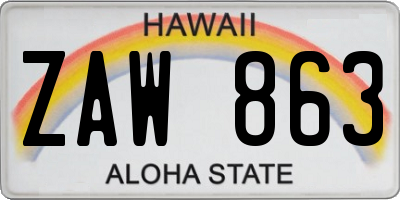 HI license plate ZAW863