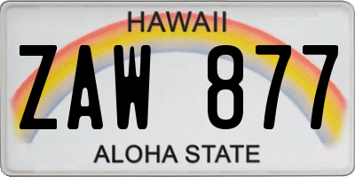 HI license plate ZAW877