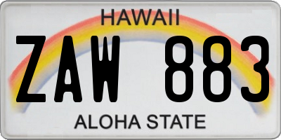 HI license plate ZAW883