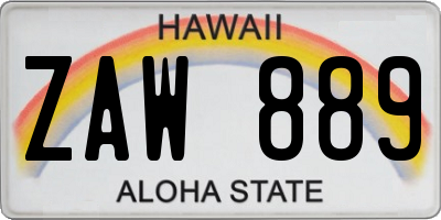 HI license plate ZAW889