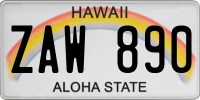 HI license plate ZAW890