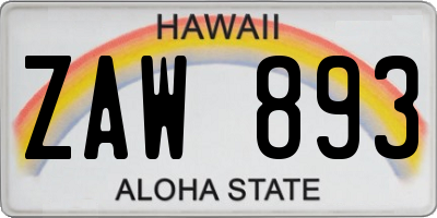 HI license plate ZAW893