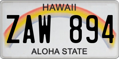 HI license plate ZAW894