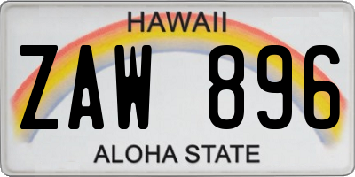 HI license plate ZAW896